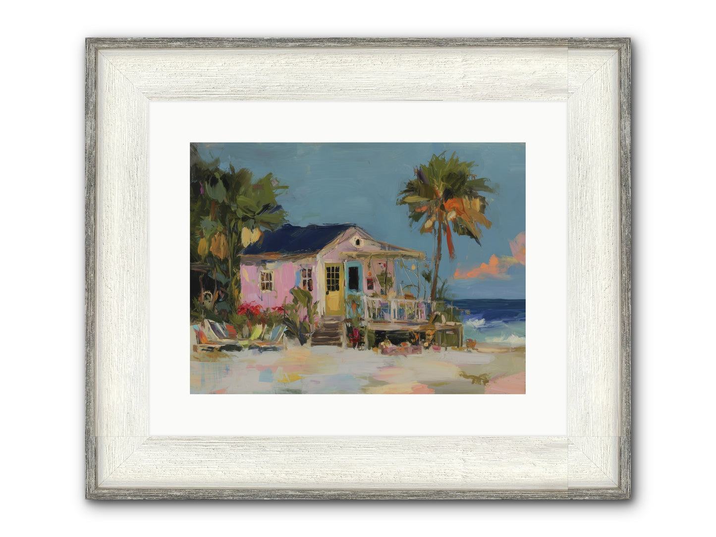 Flamingo's Dream House Framed Print - Driftwood White 16x12