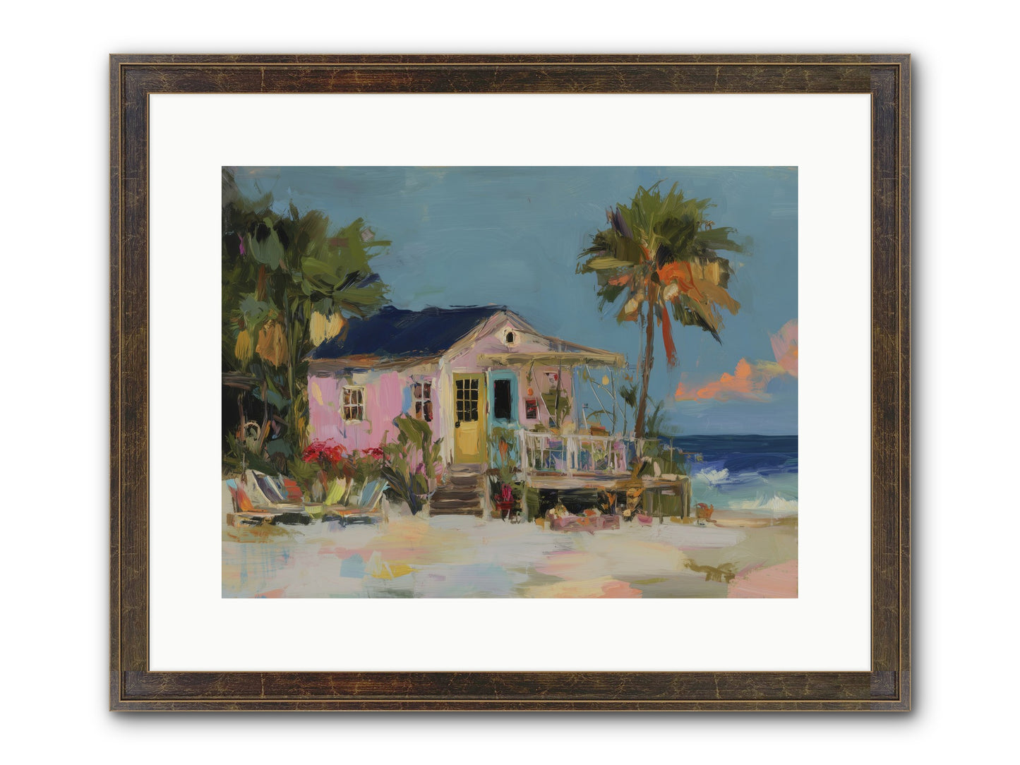 Flamingo's Dream House Framed Print - Slimwoods Black/Gold 16x12