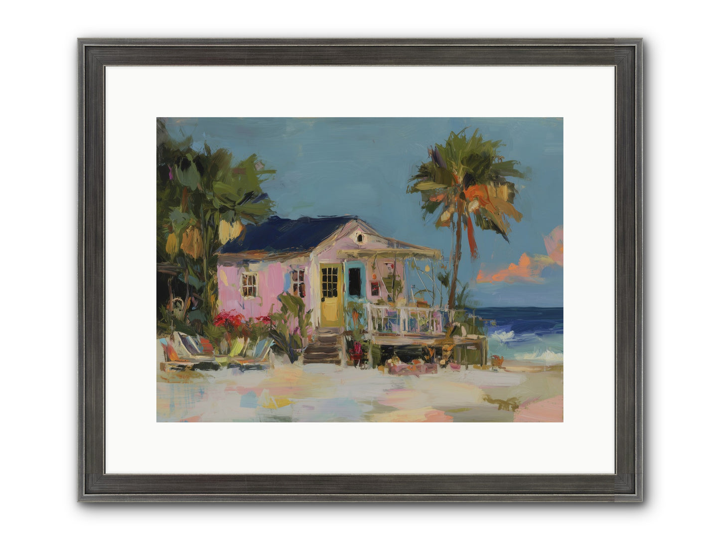 Flamingo's Dream House Framed Print - Slimwoods Black/Silver 16x12
