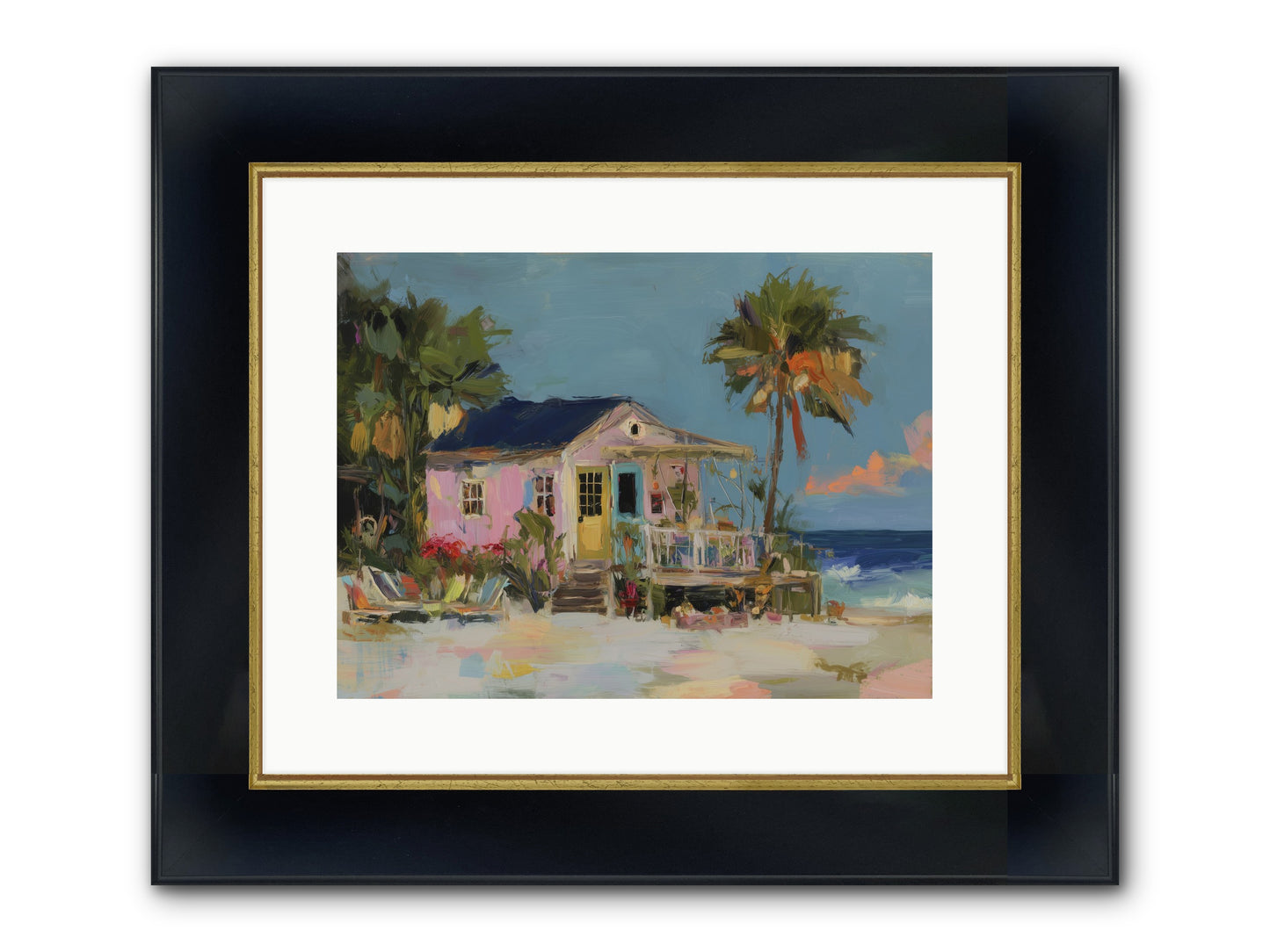 Flamingo's Dream House Framed Print - Wide Black w/Gold 16x12