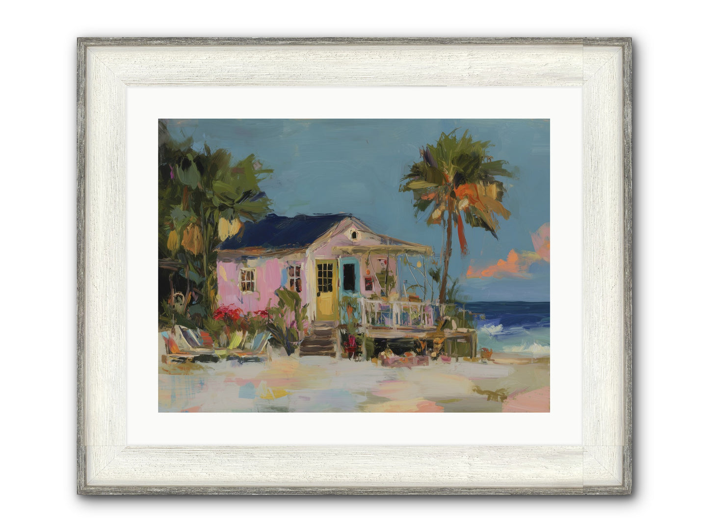 Flamingo's Dream House Framed Print - Driftwood White 24x18