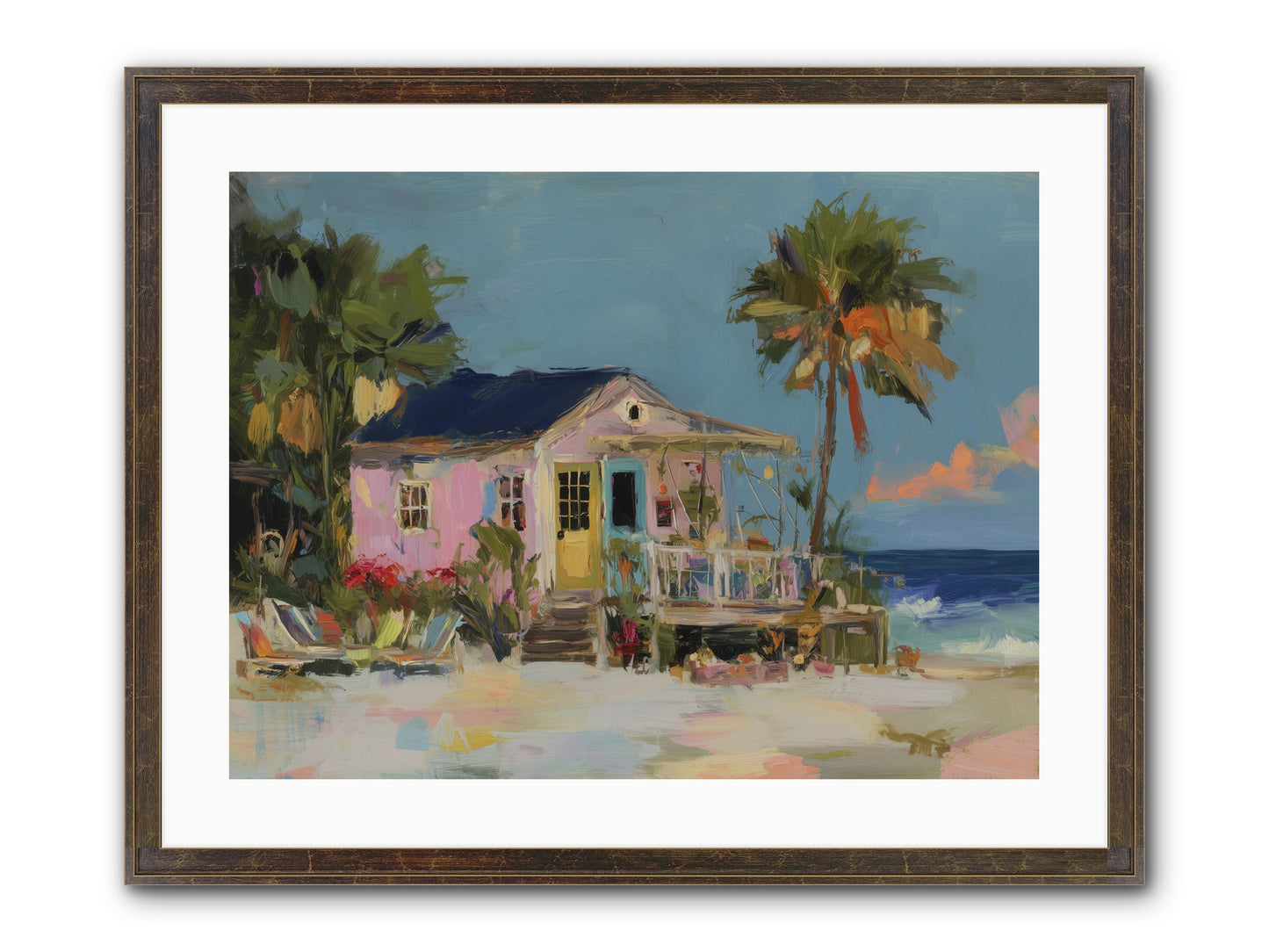 Flamingo's Dream House Framed Print - Slimwoods Black/Gold 24x18