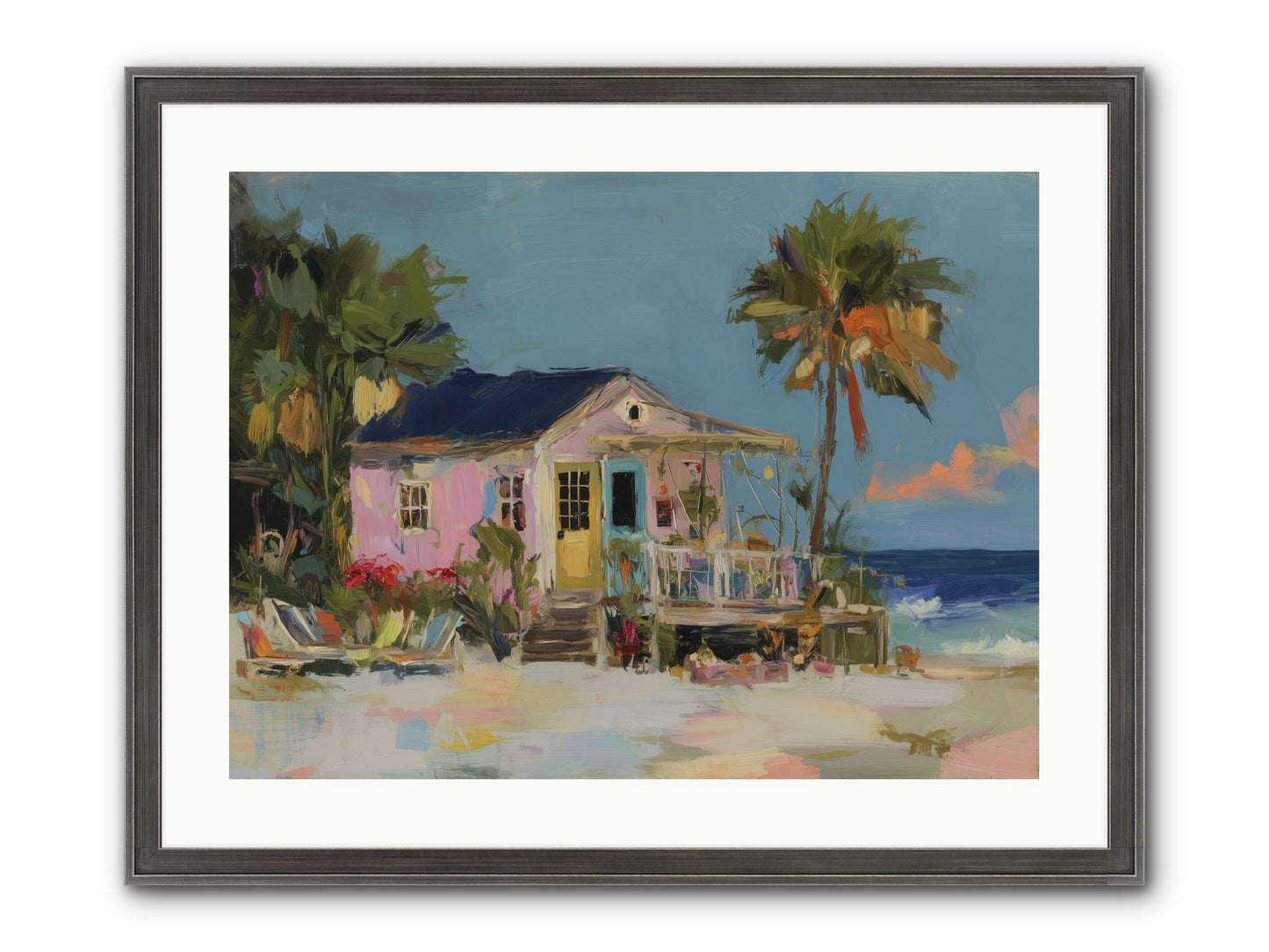 Flamingo's Dream House Framed Print - Slimwoods Black/Silver 24x18