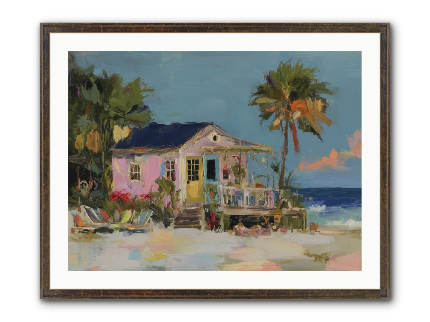 Flamingo's Dream House Framed Print - Slimwoods Black/Gold 32x24