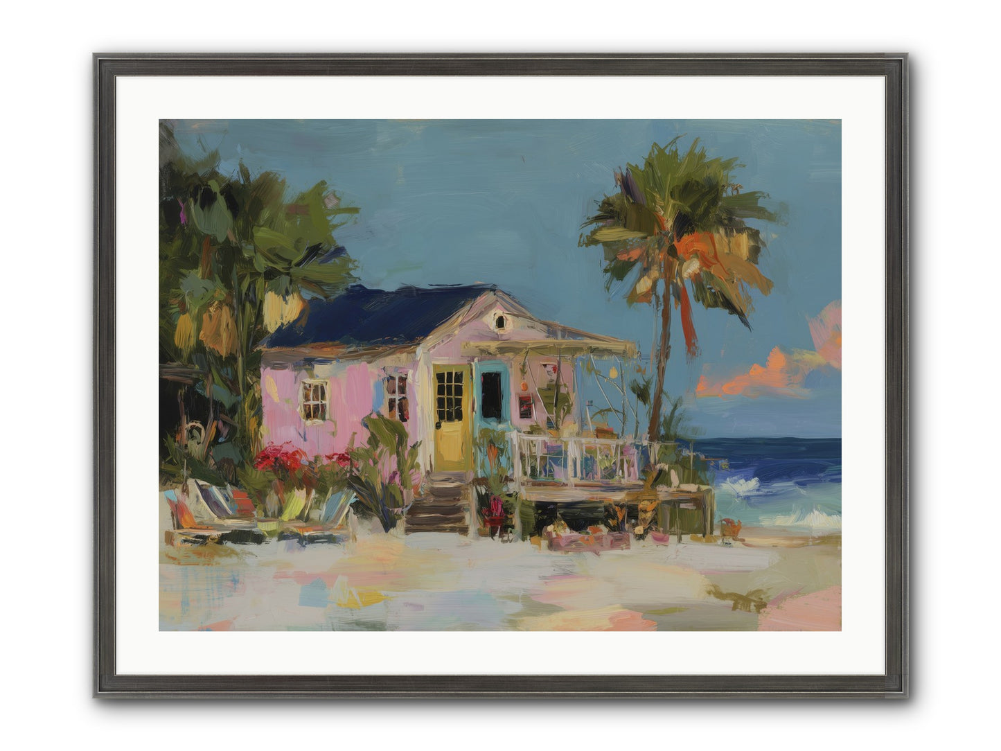 Flamingo's Dream House Framed Print - Slimwoods Black/Silver 32x24