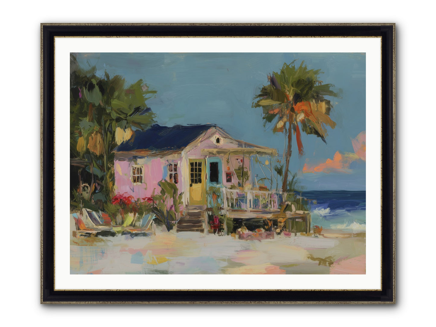 Flamingo's Dream House Framed Print - Black & Gold 40x30