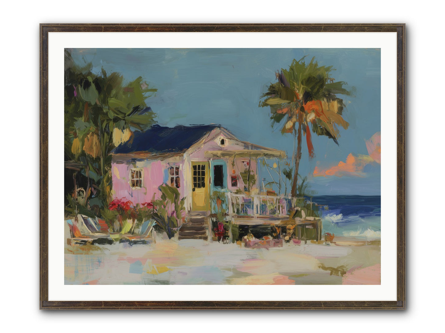 Flamingo's Dream House Framed Print - Slimwoods Black/Gold 40x30