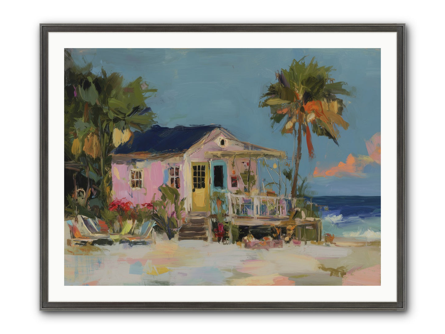 Flamingo's Dream House Framed Print - Slimwoods Black/Silver 40x30