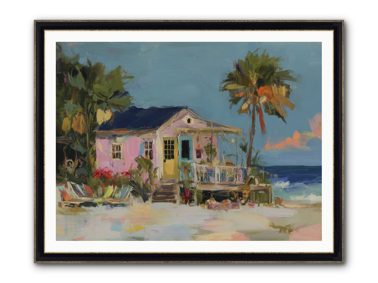 Flamingo's Dream House Framed Print - Black & Gold 48x36