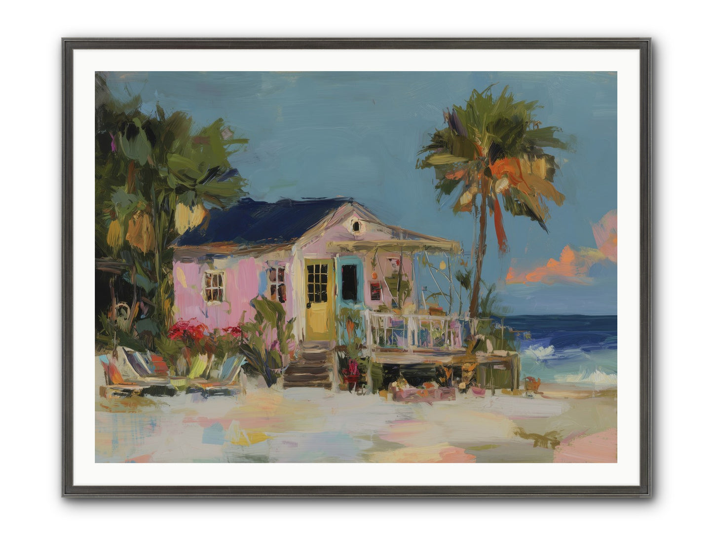 Flamingo's Dream House Framed Print - Slimwoods Black/Silver 48x36