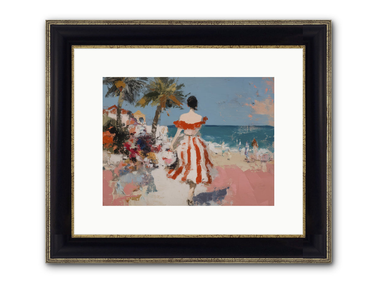 Flamingo Shores Framed Print - Black & Gold 12x9