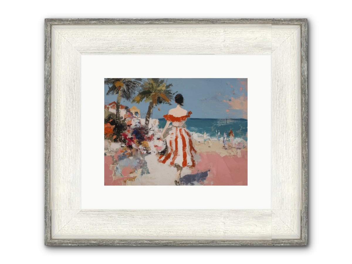 Flamingo Shores Framed Print - Driftwood White 12x9