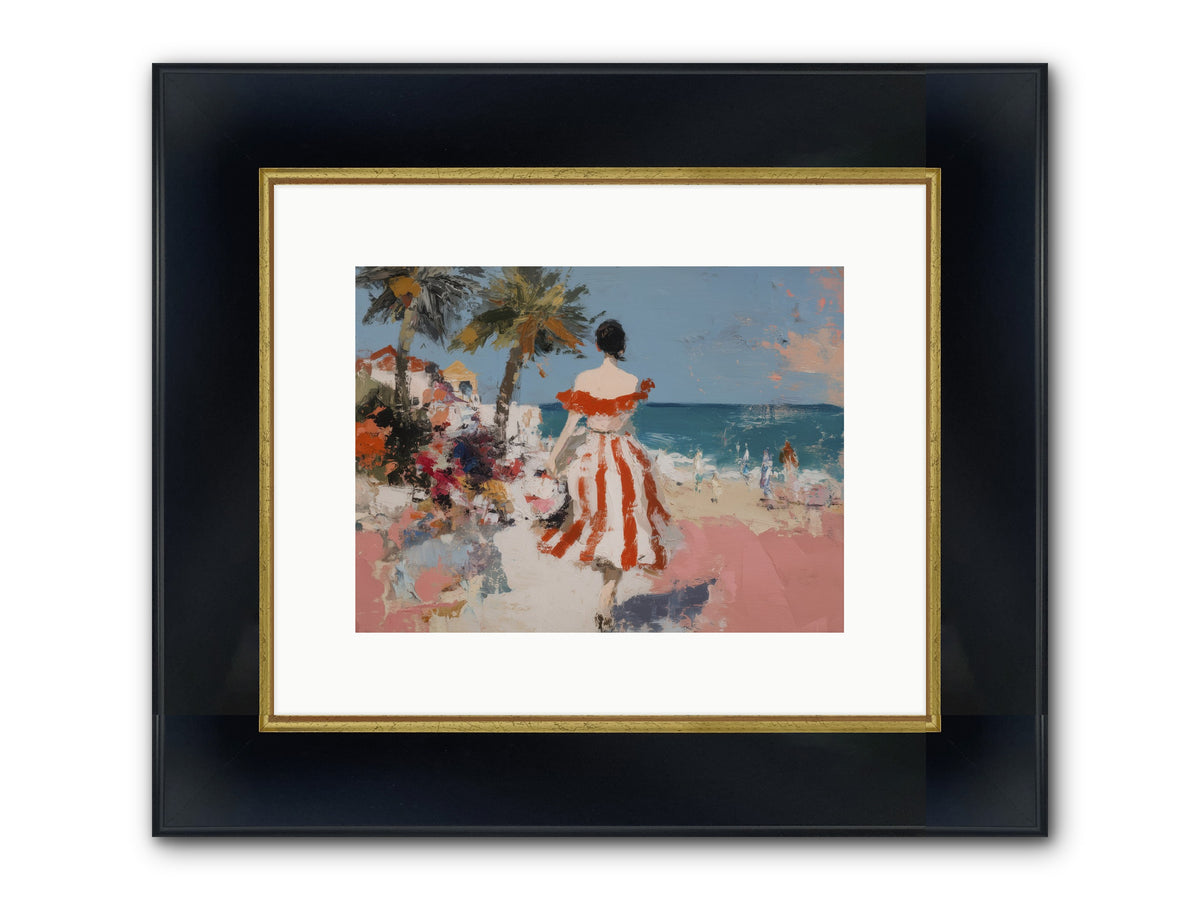Flamingo Shores Framed Print - Wide Black w/Gold 12x9
