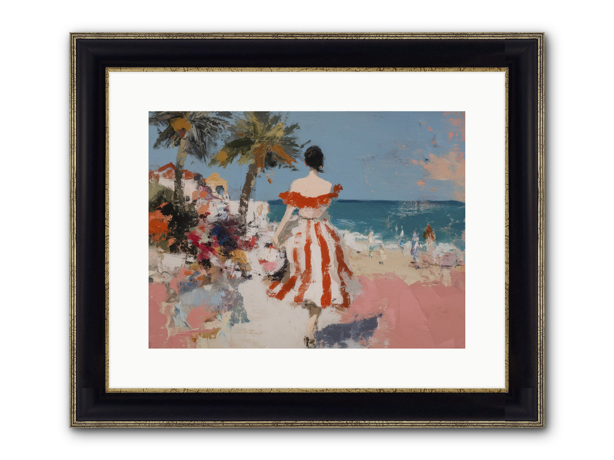 Flamingo Shores Framed Print - Black & Gold 16x12