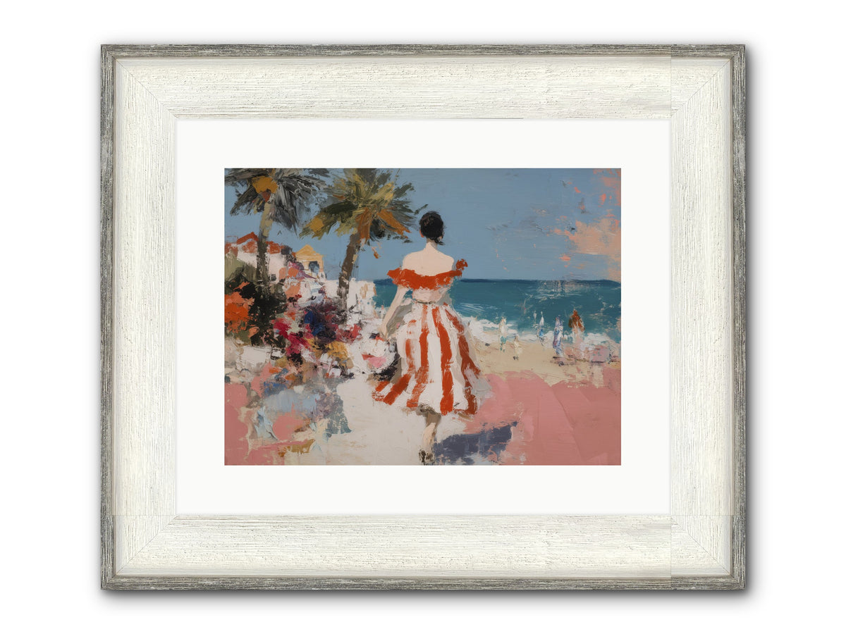 Flamingo Shores Framed Print - Driftwood White 16x12