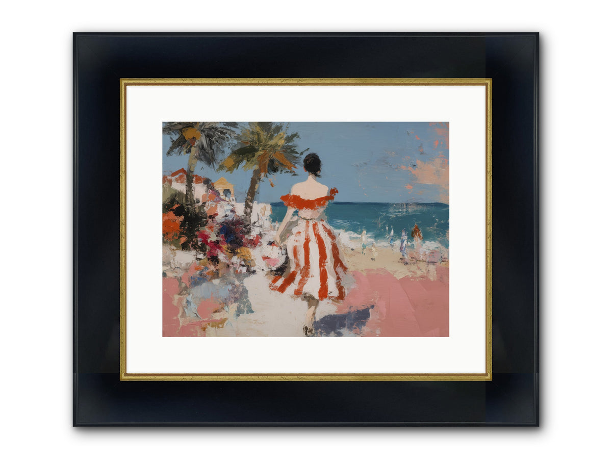 Flamingo Shores Framed Print - Wide Black w/Gold 16x12