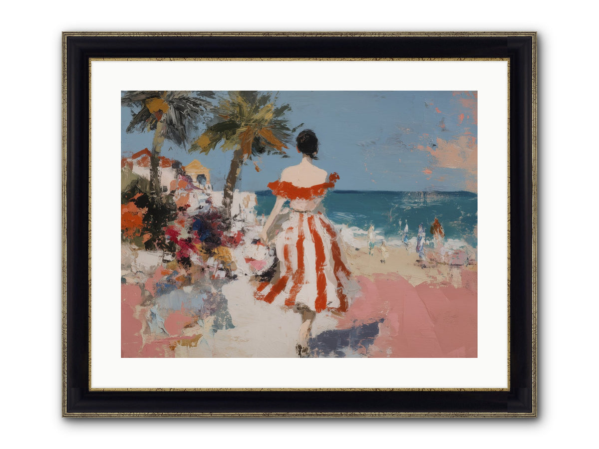 Flamingo Shores Framed Print - Black & Gold 24x18