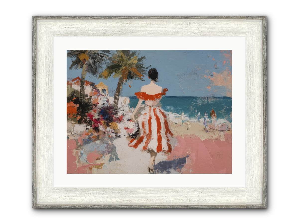 Flamingo Shores Framed Print - Driftwood White 24x18