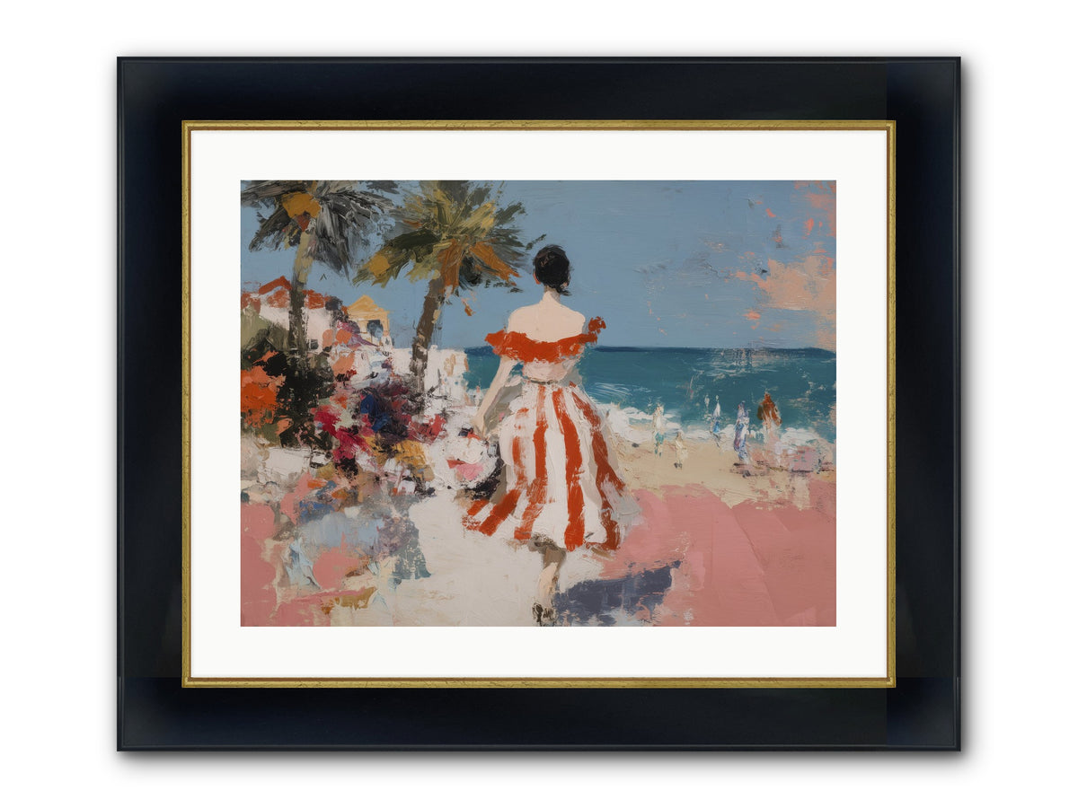 Flamingo Shores Framed Print - Wide Black w/Gold 24x18