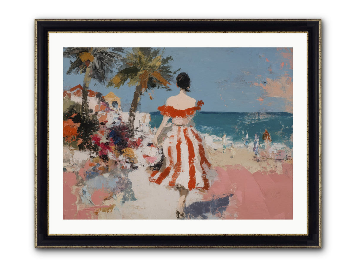 Flamingo Shores Framed Print - Black & Gold 32x24