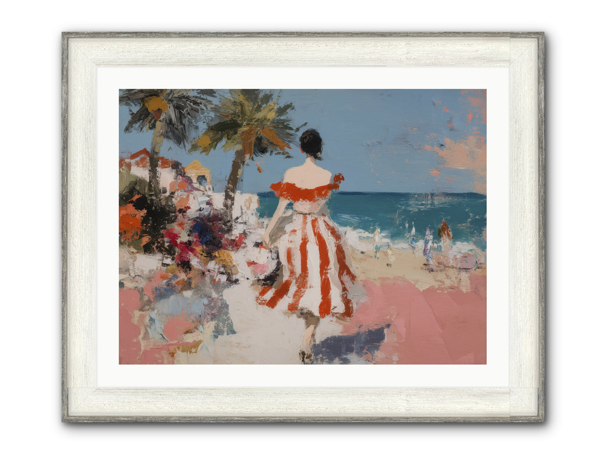 Flamingo Shores Framed Print - Driftwood White 32x24