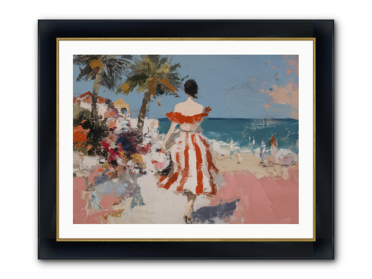 Flamingo Shores Framed Print - Wide Black w/Gold 32x24