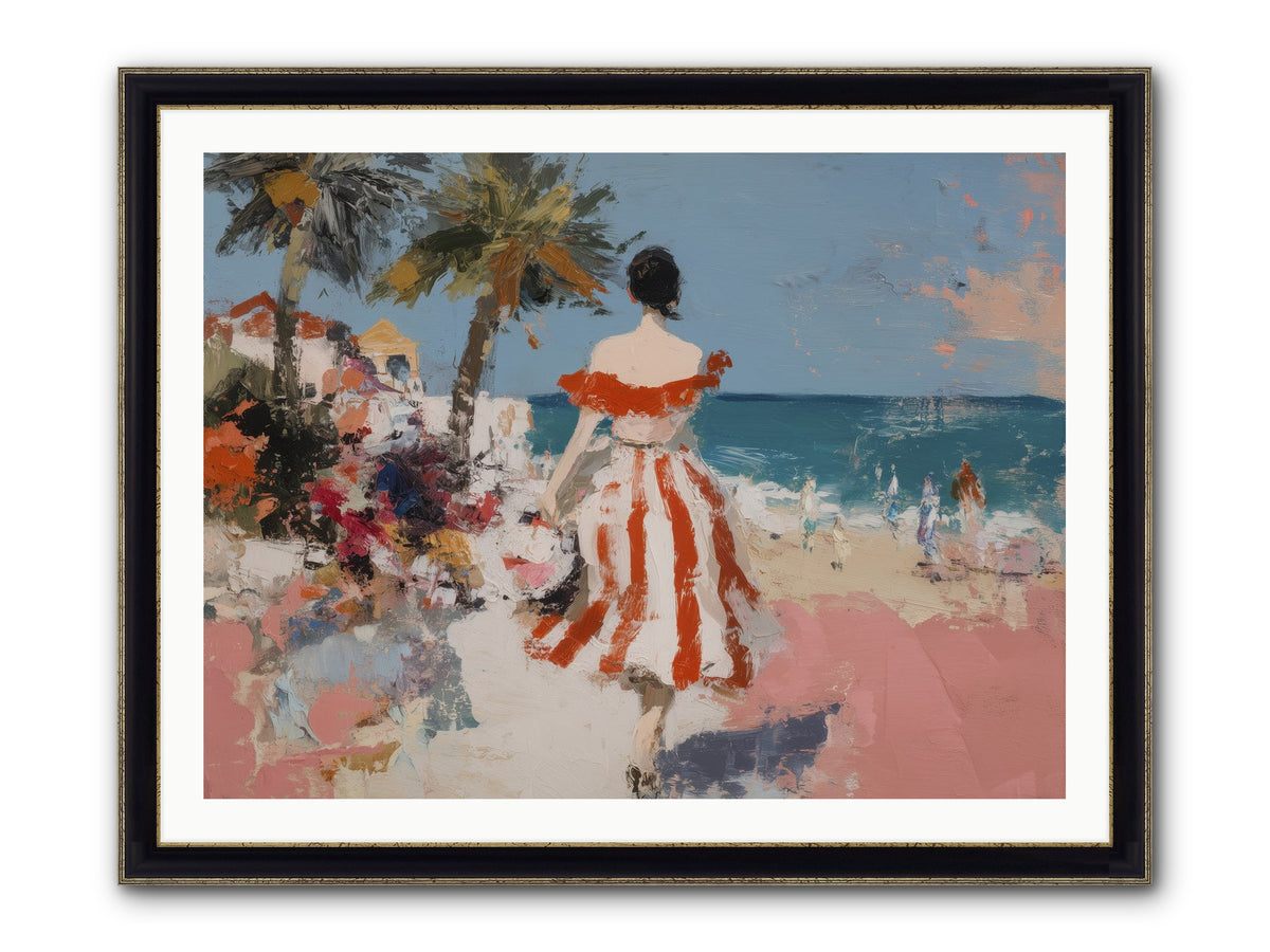 Flamingo Shores Framed Print - Black & Gold 40x30