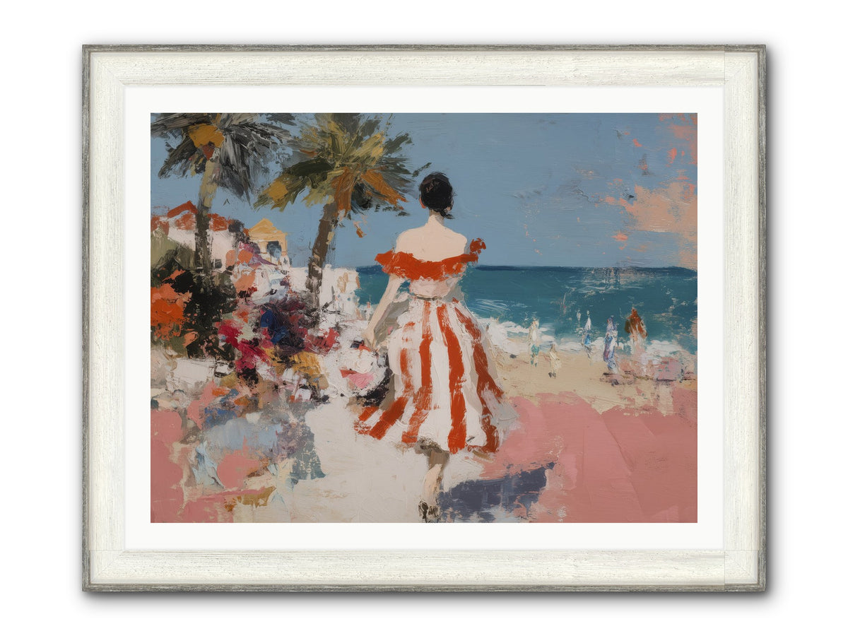 Flamingo Shores Framed Print - Driftwood White 40x30