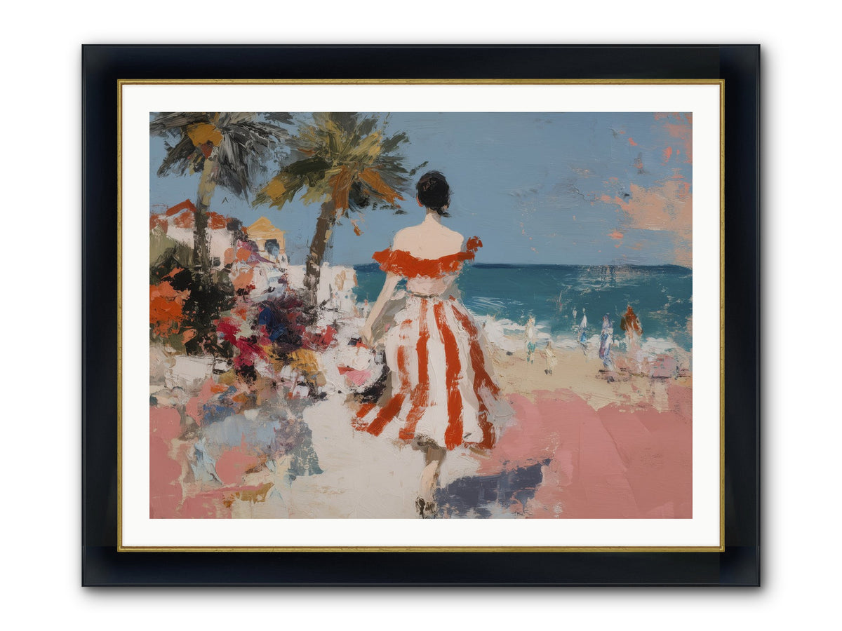 Flamingo Shores Framed Print - Wide Black w/Gold 40x30