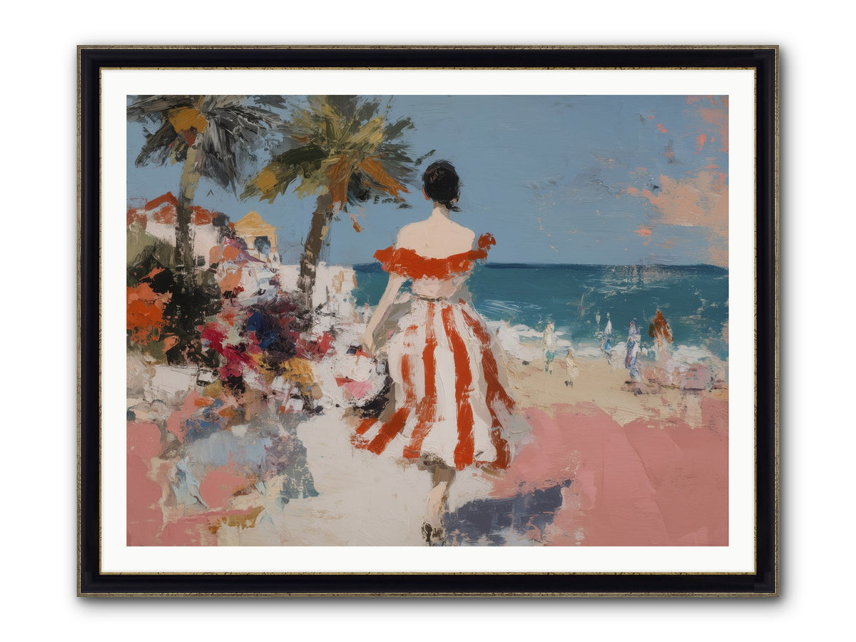 Flamingo Shores Framed Print - Black & Gold 48x36