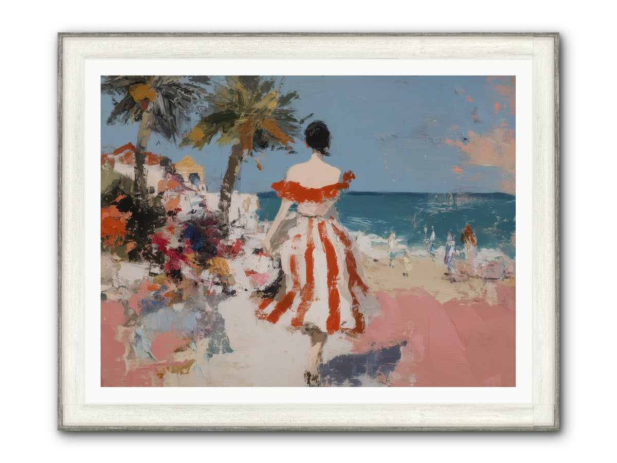 Flamingo Shores Framed Print - Driftwood White 48x36