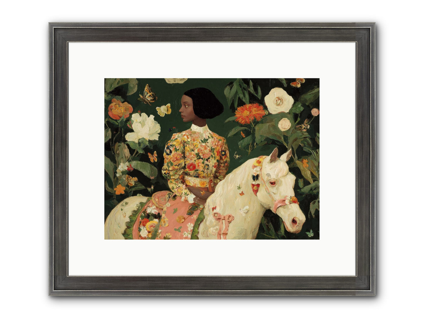 Fleur Finch Framed Print - Slimwoods Black/Silver 12x9