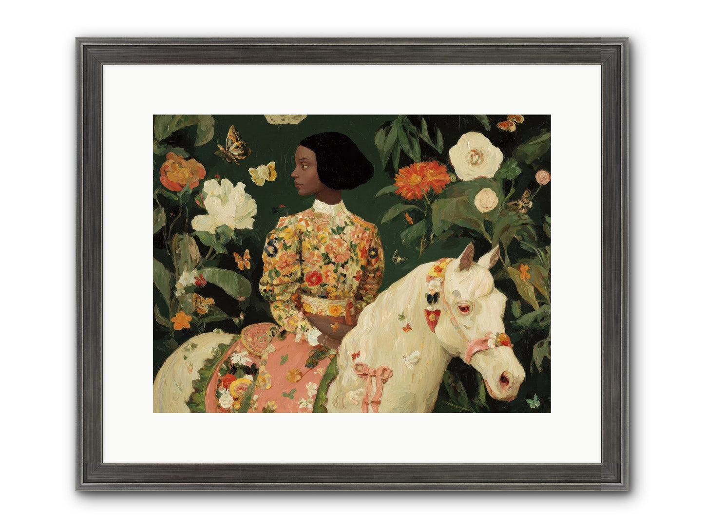 Fleur Finch Framed Print - Slimwoods Black/Silver 16x12