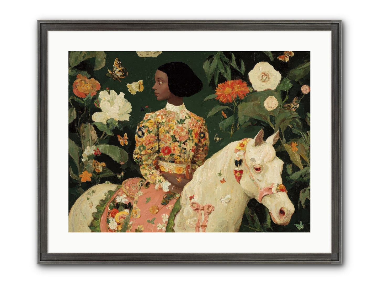 Fleur Finch Framed Print - Slimwoods Black/Silver 24x18