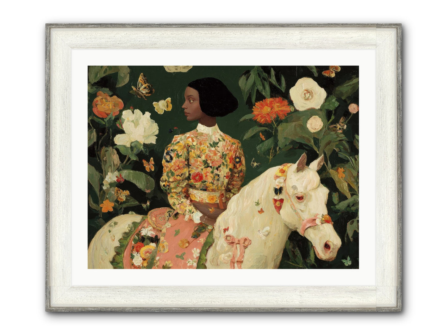Fleur Finch Framed Print - Driftwood White 32x24