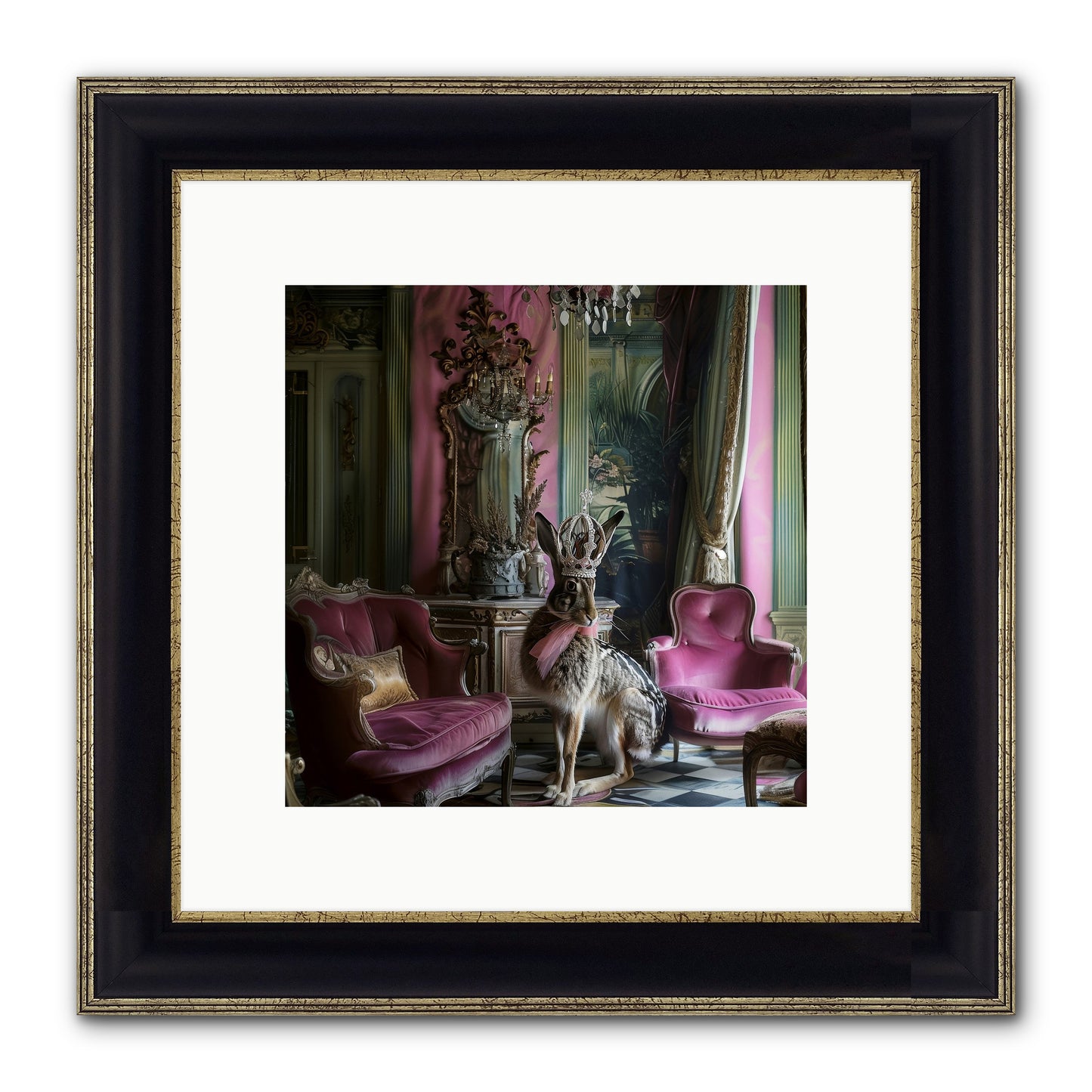 Fleurine Framed Print - Black & Gold 10x10