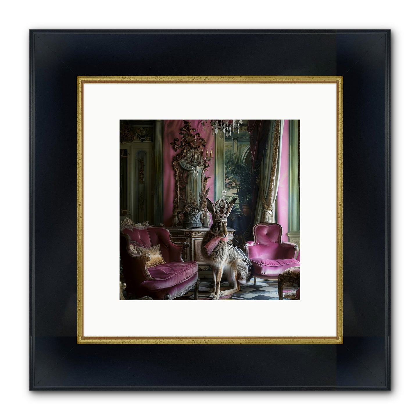 Fleurine Framed Print - Wide Black w/Gold 10x10