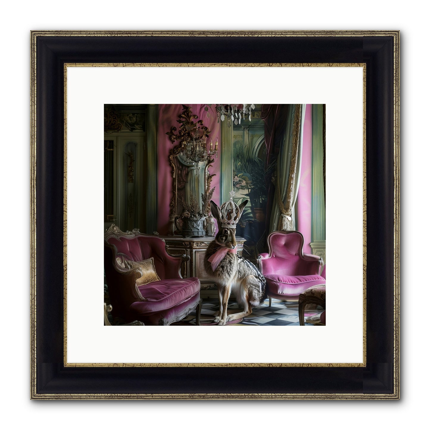 Fleurine Framed Print - Black & Gold 12x12