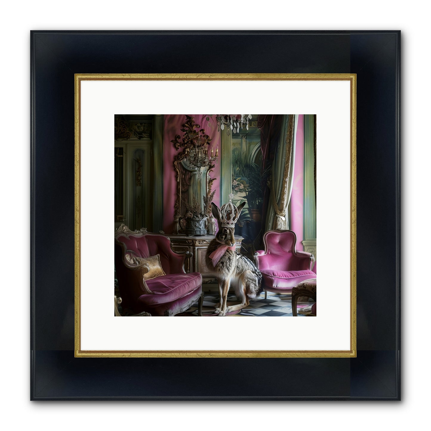 Fleurine Framed Print - Wide Black w/Gold 12x12