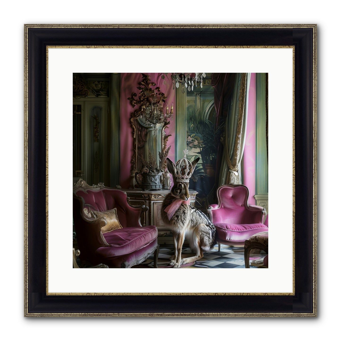 Fleurine Framed Print - Black & Gold 16x16