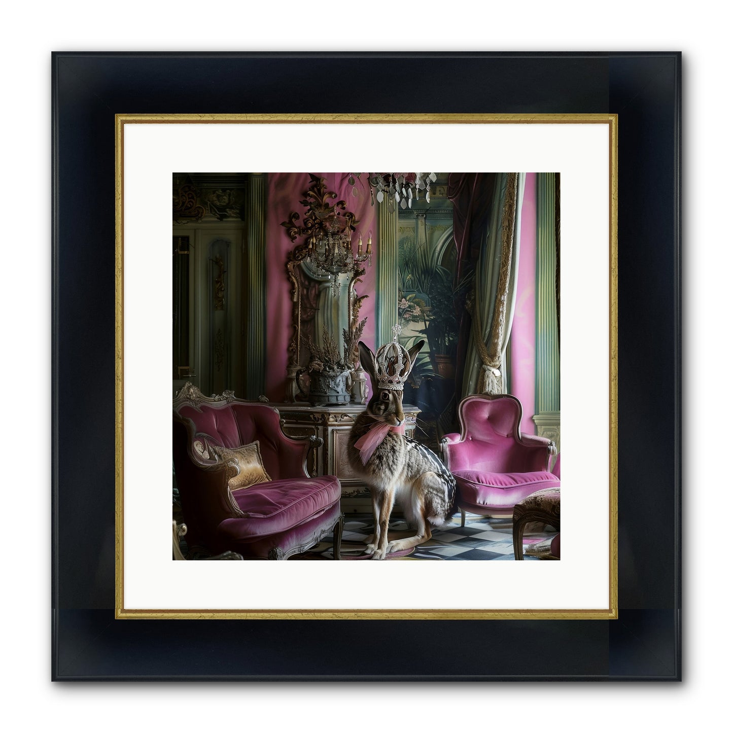 Fleurine Framed Print - Wide Black w/Gold 16x16