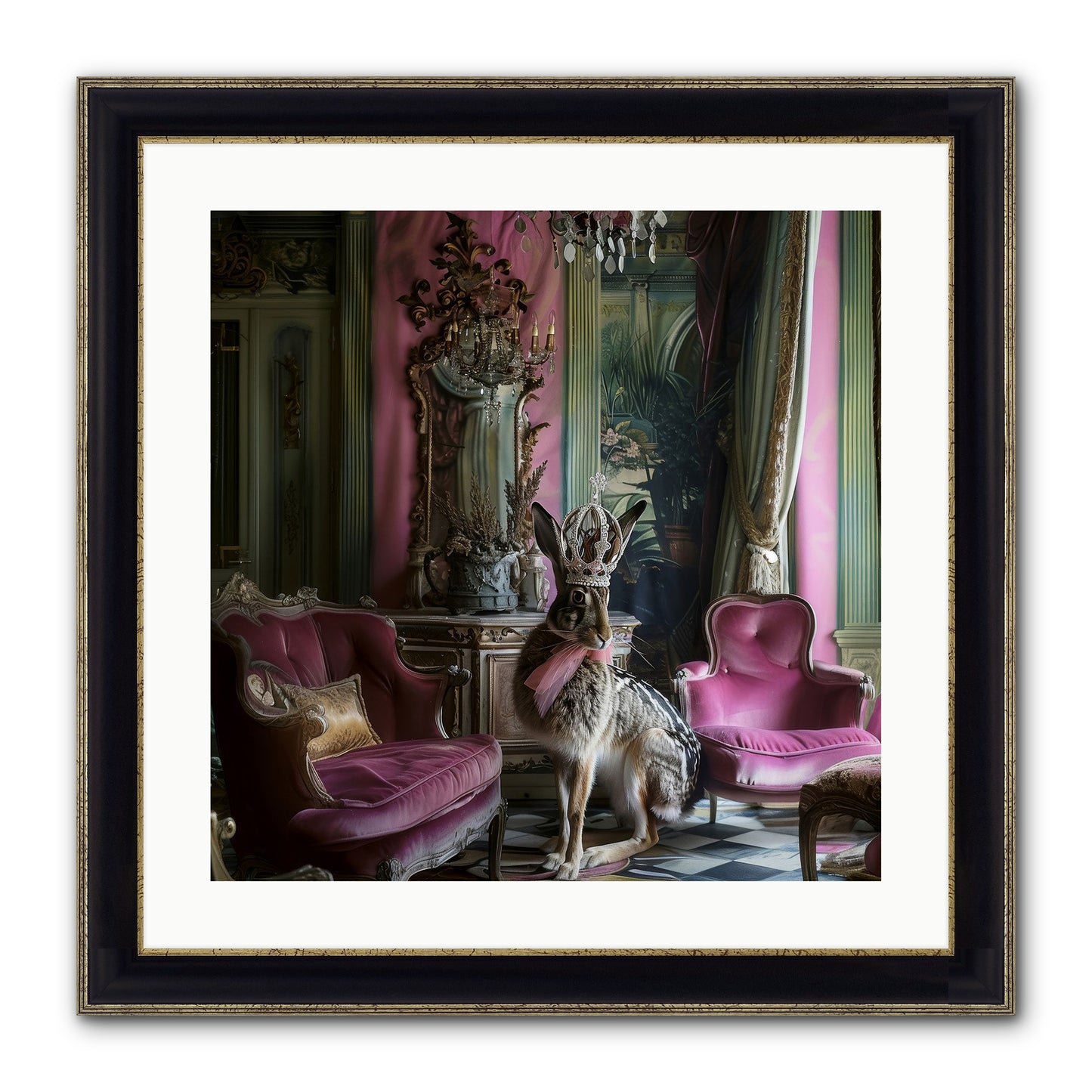 Fleurine Framed Print - Black & Gold 20x20