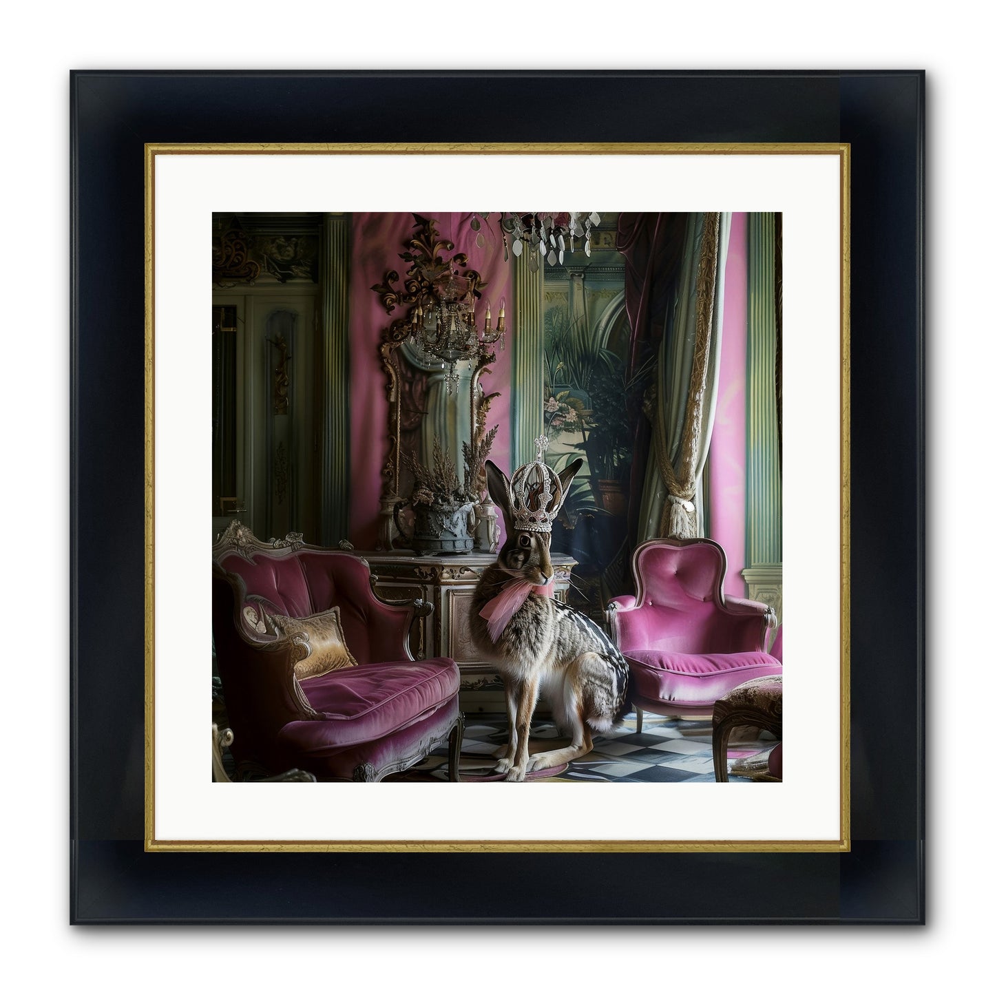 Fleurine Framed Print - Wide Black w/Gold 20x20