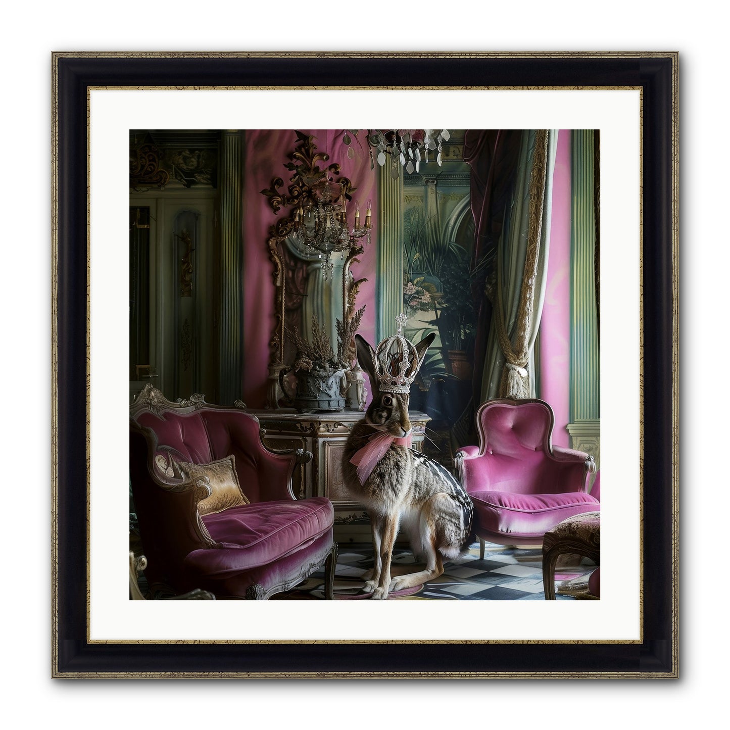 Fleurine Framed Print - Black & Gold 24x24
