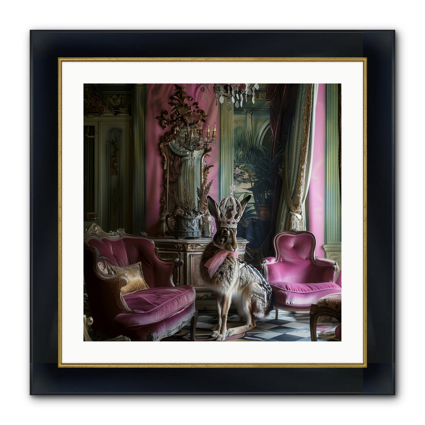 Fleurine Framed Print - Wide Black w/Gold 24x24