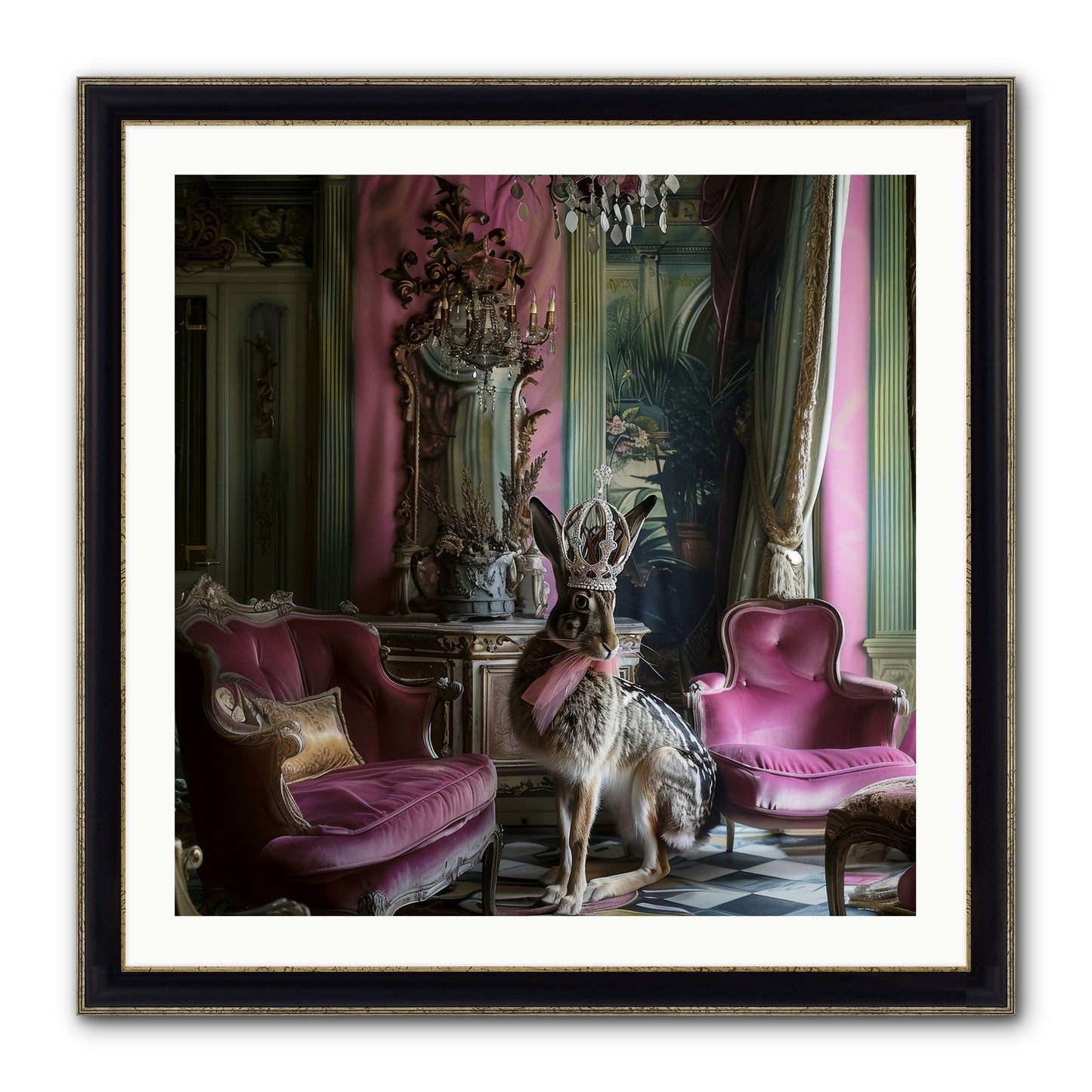 Fleurine Framed Print - Black & Gold 30x30