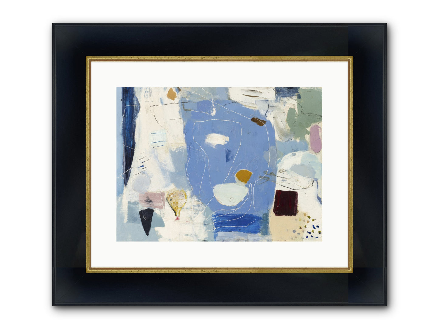 Flickering Framed Print - Wide Black w/Gold 16x12
