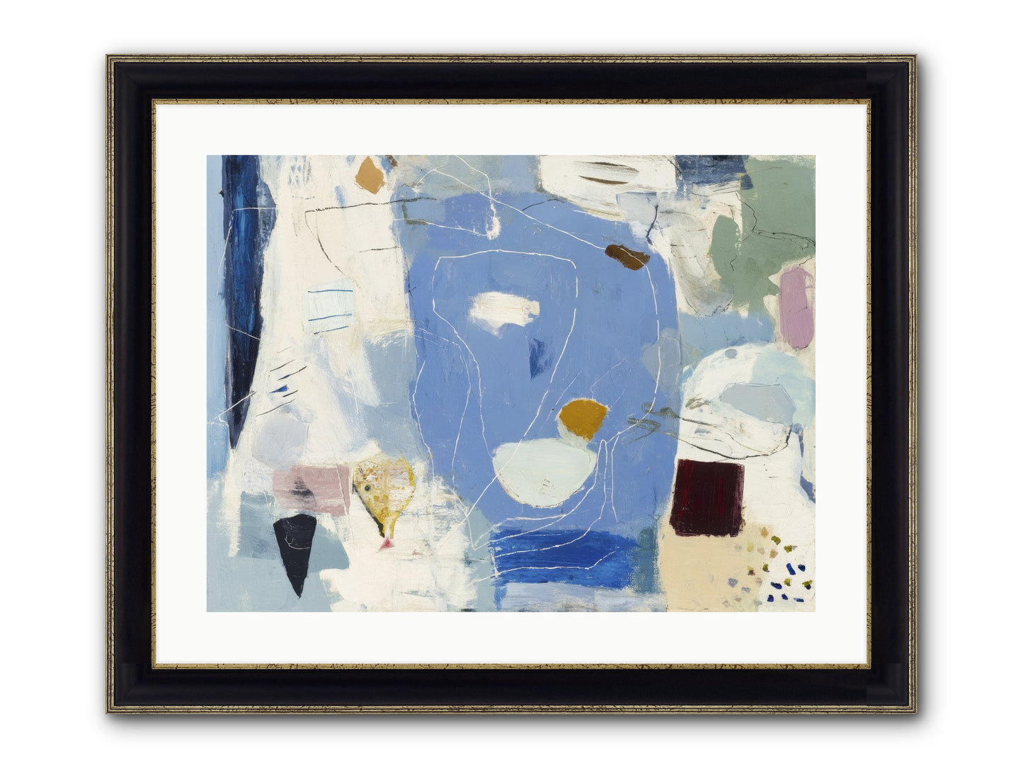 Flickering Framed Print - Black & Gold 24x18