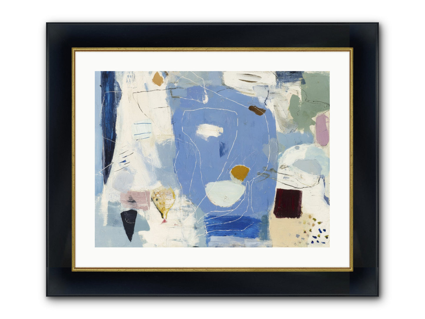 Flickering Framed Print - Wide Black w/Gold 24x18