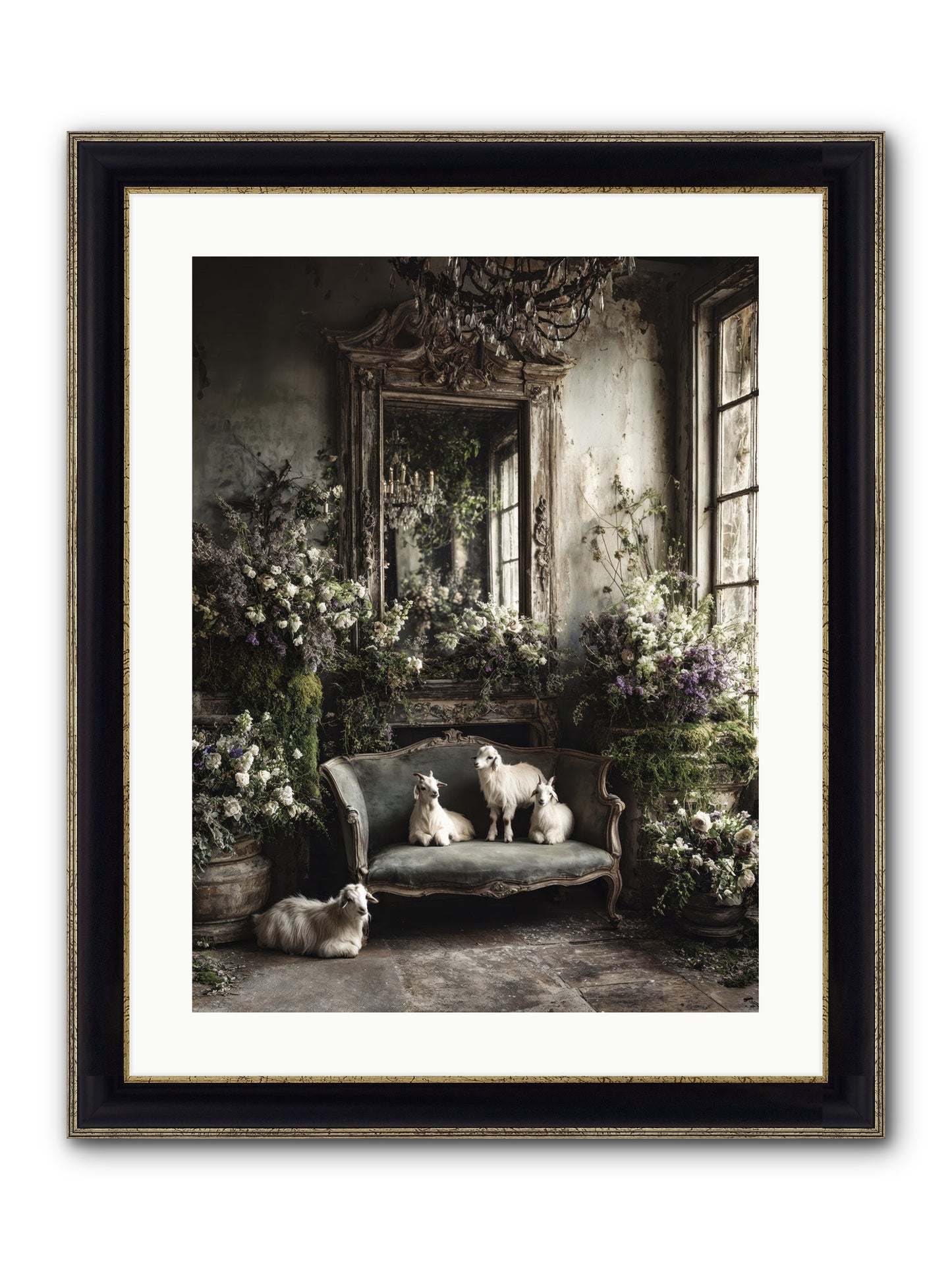 Flights Of Fancy Framed Print - Black & Gold 18x24